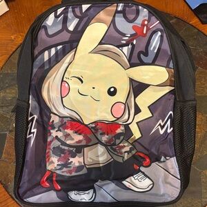 Kids Cartoon Character Backpack Pikachu- Black and Yellow